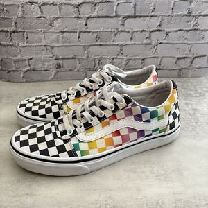 Vans Women’s Rainbow Checker Board Low Top  Skater Shoes Size 9 Canvas Sneaker S